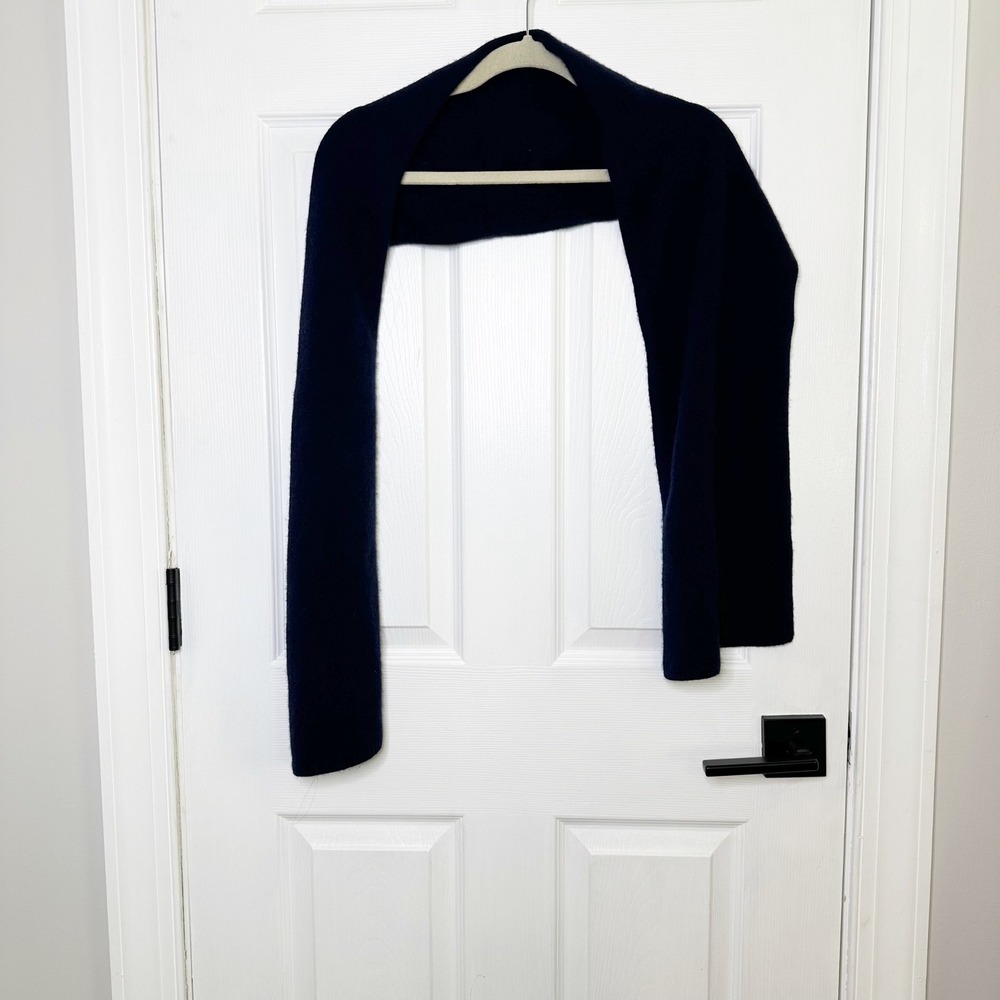 Portolano 100% Cashmere Scarf Slim Women OS Navy Blue EUC Knit Luxury